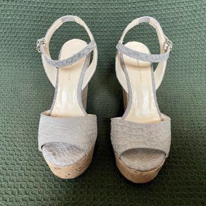Etienne Aigner Genevieve Wedge Platform Sandal Gray Size 7
